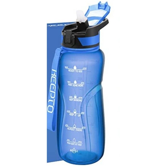 Keepo 34 Oz Water Bottle Straw BPA free Motivational With Time Marker Blue. (d15 - Picture 12 of 12